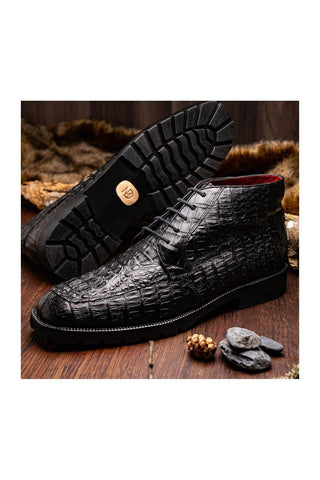 Marco Di Milano Martinelli Black Crocodile Chukka Boots (MDM1189)