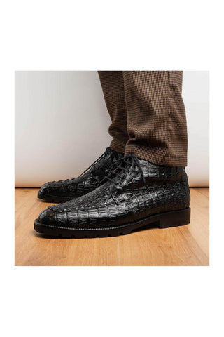 Marco Di Milano Martinelli Black Exotic Crocodile Chukka Boots (MDM1189)
