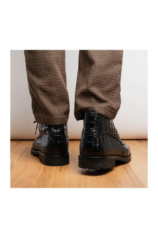 Marco Di Milano Martinelli Black Exotic Crocodile Chukka Boots (MDM1189)