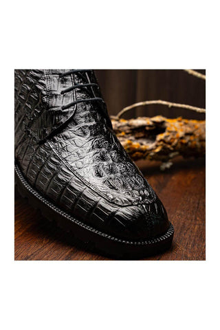Marco Di Milano Martinelli Black Exotic Crocodile Chukka Boots (MDM1189)