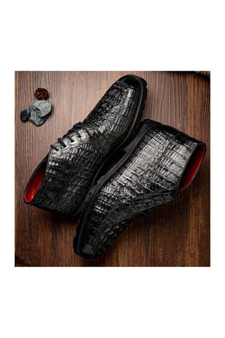 Marco Di Milano Martinelli Black Exotic Crocodile Chukka Boots (MDM1189)