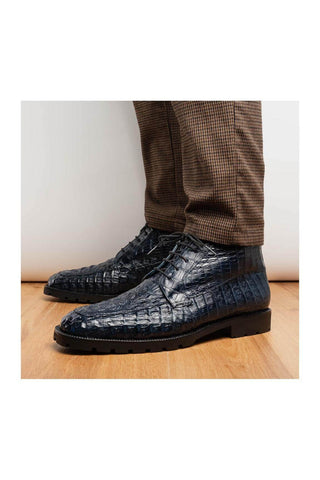 Marco Di Milano Martinelli Navy Exotic Crocodile Chukka Boots (MDM1189)