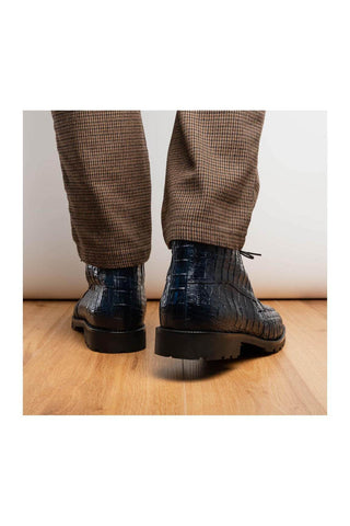 Marco Di Milano Martinelli Navy Exotic Crocodile Chukka Boots (MDM1189)