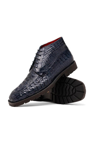 Marco Di Milano Martinelli Navy Exotic Crocodile Chukka Boots (MDM1189)