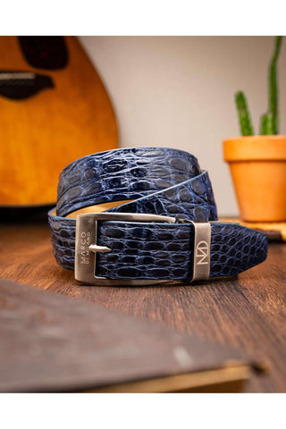 Marco Di Milano Massimo Men's Navy Genuine Crocodile Belts (MDMB1050)