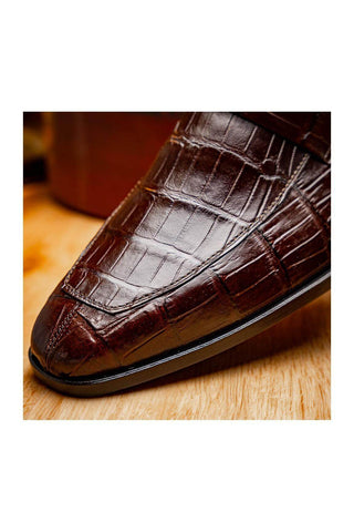 Marco Di Milano Matteo Alligator Penny Loafers - Brown