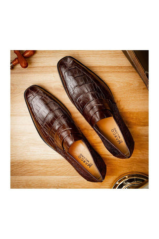 Marco Di Milano Matteo Alligator Penny Loafers - Brown
