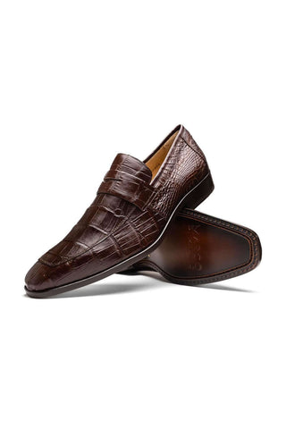 Marco Di Milano Matteo Alligator Penny Loafers - Brown