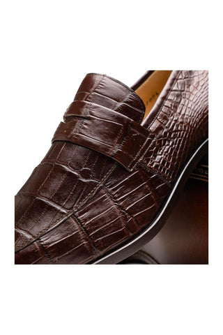 Marco Di Milano Matteo Alligator Penny Loafers - Brown