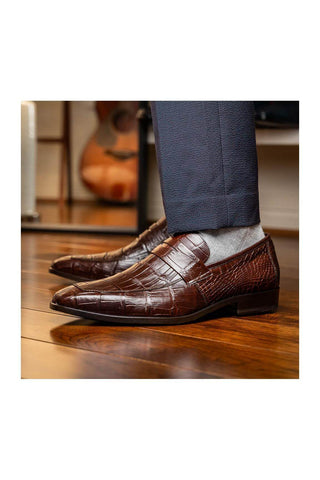 Marco Di Milano Matteo Alligator Penny Loafers - Brown
