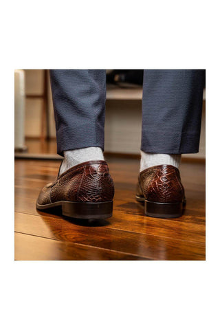 Marco Di Milano Matteo Alligator Penny Loafers - Brown