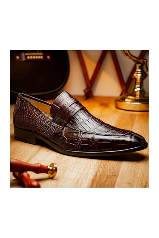 Marco Di Milano Matteo Alligator Penny Loafers - Brown
