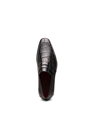 Marco Di Milano Matteo Black Genuine Alligator Penny Loafers (MDM1182)