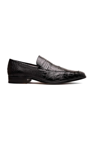 Marco Di Milano Matteo Black Genuine Alligator Penny Loafers (MDM1182)