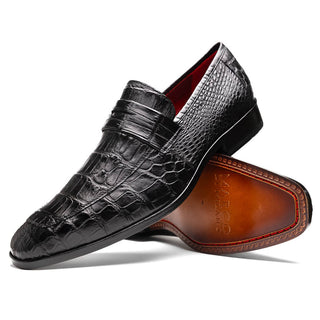 Marco Di Milano Matteo Men's Shoes Genuine Alligator Dress Penny Loafers (MDM1182)-AmbrogioShoes