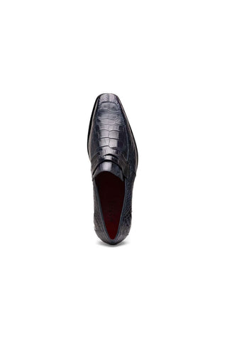 Marco Di Milano Matteo Navy Genuine Alligator Penny Loafers (MDM1182)