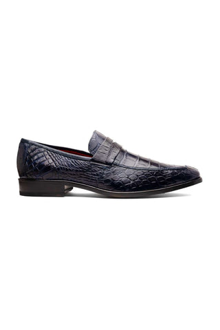 Marco Di Milano Matteo Navy Genuine Alligator Penny Loafers (MDM1182)