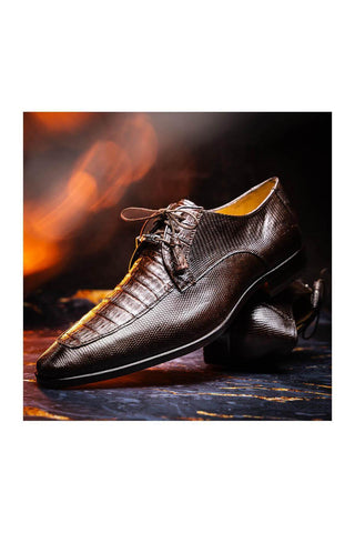 Marco Di Milano Merida Brown Lizard & Caiman Crocodile Derby (MDM1132)
