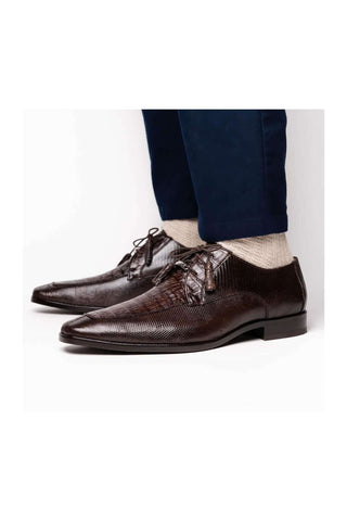 Marco Di Milano Merida Brown Lizard & Caiman Crocodile Derby (MDM1132)