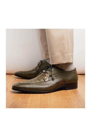 Marco Di Milano Merida Olive Lizard & Caiman Crocodile Derby (MDM1132)