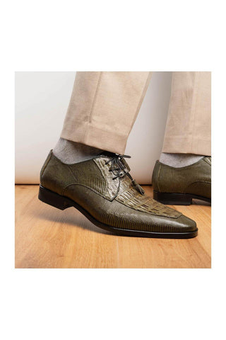 Marco Di Milano Merida Olive Lizard & Caiman Crocodile Derby (MDM1132)