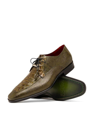 Marco Di Milano Merida Olive Lizard & Caiman Crocodile Derby (MDM1132)