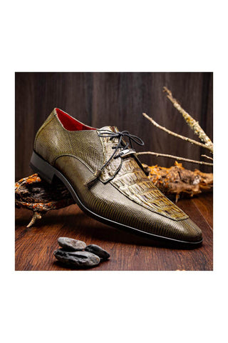 Marco Di Milano Merida Olive Lizard & Caiman Crocodile Derby (MDM1132)