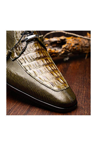 Marco Di Milano Merida Olive Lizard & Caiman Crocodile Derby (MDM1132)