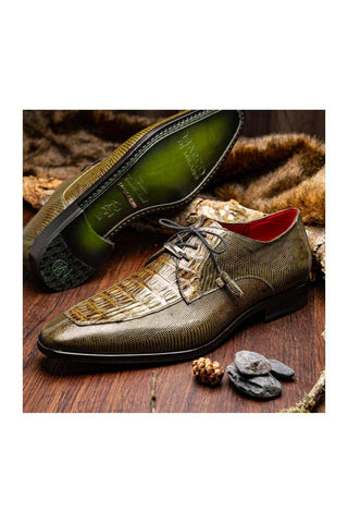 Marco Di Milano Merida Olive Lizard & Caiman Crocodile Derby (MDM1132)