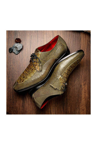 Marco Di Milano Merida Olive Lizard & Caiman Crocodile Derby (MDM1132)
