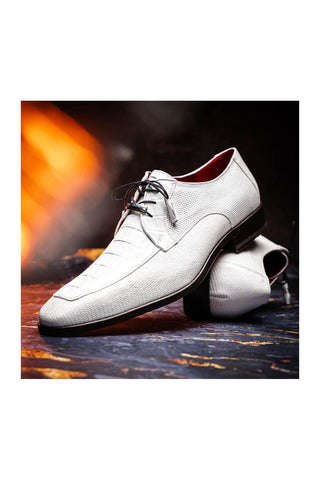Marco Di Milano Merida White Lizard & Caiman Crocodile Derby (MDM1132)