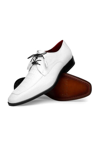 Marco Di Milano Merida White Lizard & Caiman Crocodile Derby (MDM1132)