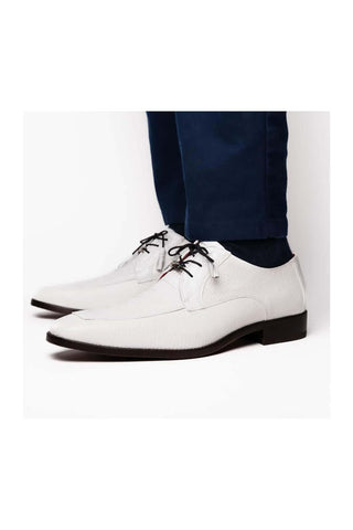 Marco Di Milano Merida White Lizard & Caiman Crocodile Derby (MDM1132)