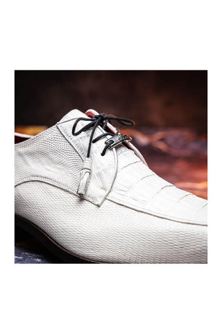 Marco Di Milano Merida White Lizard & Caiman Crocodile Derby (MDM1132)