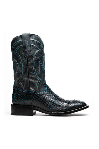 Marco Di Milano Missouri Black & Blue Genuine Python / Calf-Skin Leather Cowboy Boot (MDM1212)