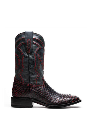 Marco Di Milano Missouri Black Cherry Genuine Python / Calf-Skin Leather Cowboy Boot (MDM1212)