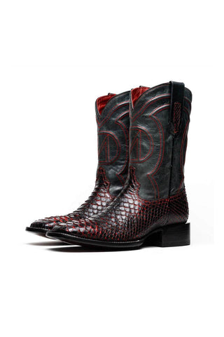 Marco Di Milano Missouri Black Cherry Genuine Python / Leather Cowboy Boot (MDM1212)