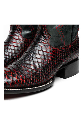 Marco Di Milano Missouri Black Cherry Genuine Python / Leather Cowboy Boot (MDM1212)
