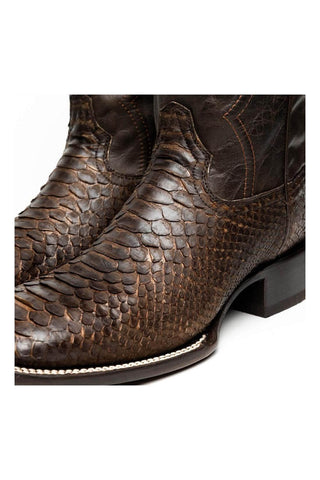 Marco Di Milano Missouri Brown Genuine Python / Calf-Skin Leather Cowboy Boot (MDM1212)