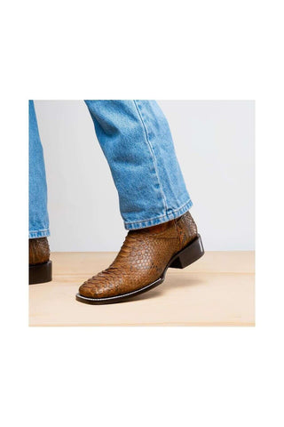 Marco Di Milano Missouri Cognac Exotic Python Skin Cowboy Boot (MDM1243)