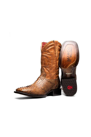 Marco Di Milano Missouri Cognac Exotic Python Skin Cowboy Boot (MDM1243)