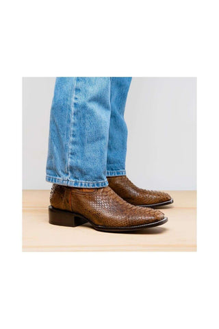 Marco Di Milano Missouri Cognac Exotic Python Skin Cowboy Boot (MDM1243)
