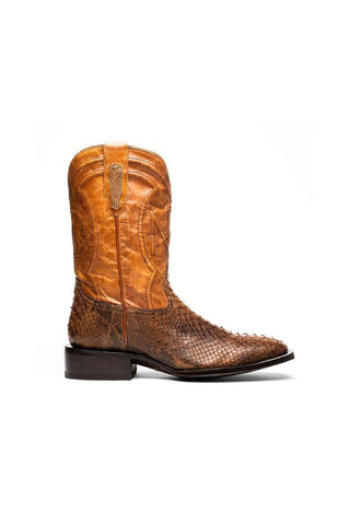 Marco Di Milano Missouri Cognac Exotic Python Skin Cowboy Boot (MDM1243)