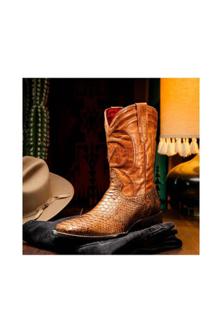 Marco Di Milano Missouri Cognac Python Skin Cowboy Boot (MDM1243)