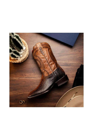 Marco Di Milano Missouri Lisboa Exotic Python Skin Cowboy Boot (MDM1244)
