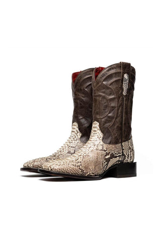 Marco Di Milano Missouri Natural Genuine Python / Calf-Skin Leather Cowboy Boot (MDM1212)