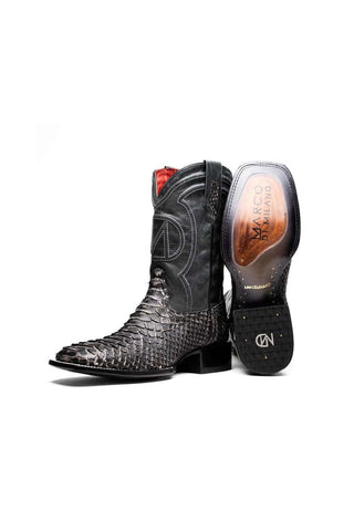 Marco Di Milano Missouri Stone White Python Skin Cowboy Boot (MDM1242)