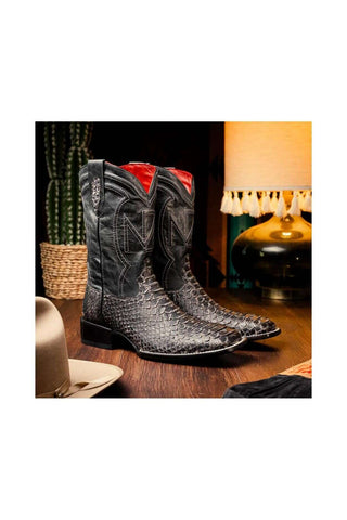 Marco Di Milano Missouri Stone White Python Skin Cowboy Boot (MDM1242)