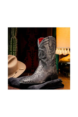 Marco Di Milano Missouri Stone White Python Skin Cowboy Boot (MDM1242)