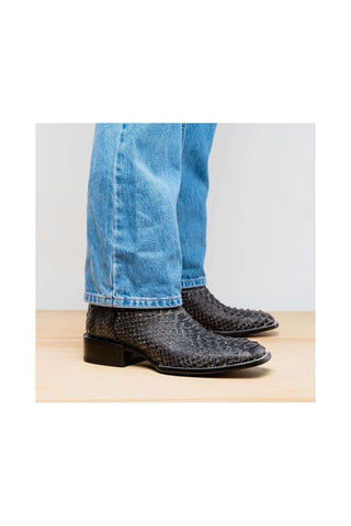 Marco Di Milano Missouri Stone White Python Skin Cowboy Boot (MDM1242)